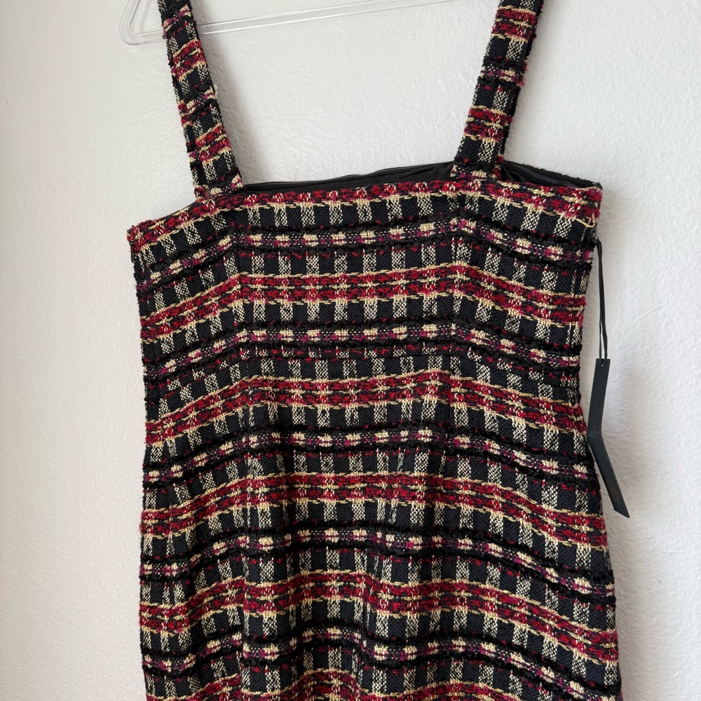 House of Harlow 1960 Boucle Dress Black Red Gold StrapS Preppy‎ Academia NEW - Picture 7 of 16